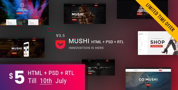 Mushi 3.5 - Multipurpose HTML Template
