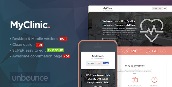 MyClinic 1.1 - Medical Unbounce Template