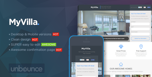MyVilla 1.1 - Real Estate Unbounce Template