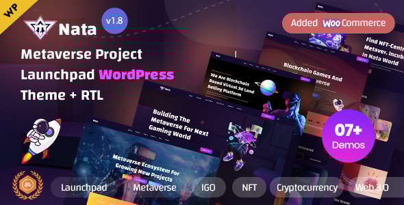 Nata 6.8 - ICO Crypto Token Metaverse & Launchpad WordPress Theme