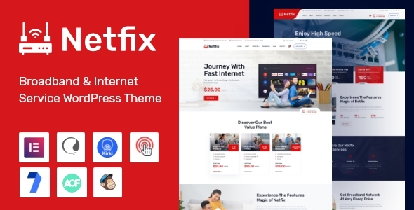 Netfix 6.8 - Broadband & Internet Services WordPress Theme  RTL