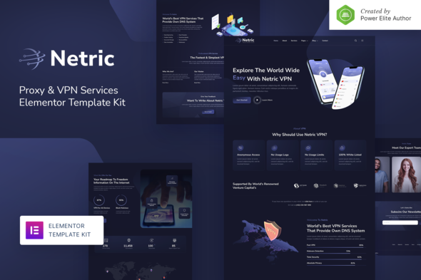 Netric  Proxy & VPN Services Elementor Template Kit
