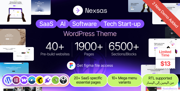Nexsas  SaaS Software Startup WordPress Theme