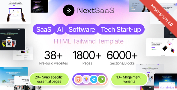 NextSaaS 2.0.0 - SaaS Software Startup Tailwind Template