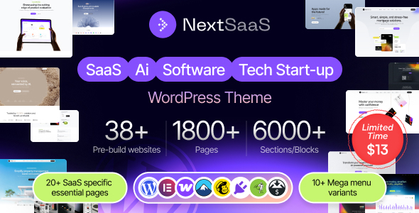 NextSaaS  SaaS Software Startup WordPress Theme