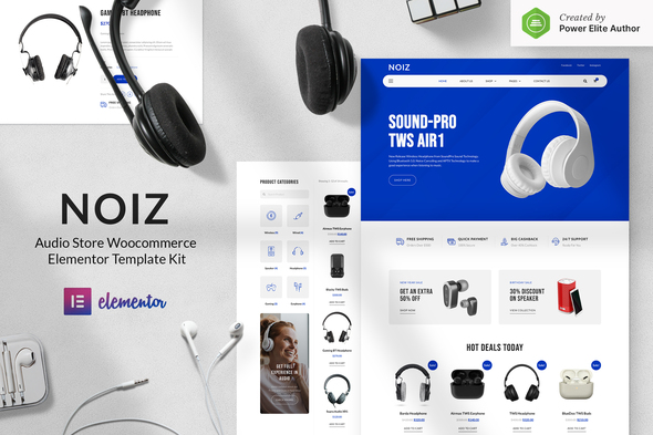 Noiz  Audio Store WooCommerce Elementor Template Kit