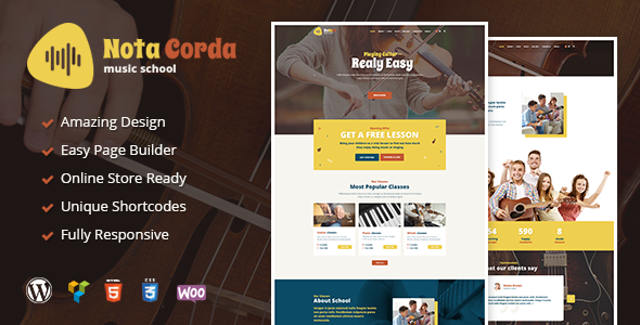 NotaCorda 1.1 - Music School and Musicians WordPress Theme
