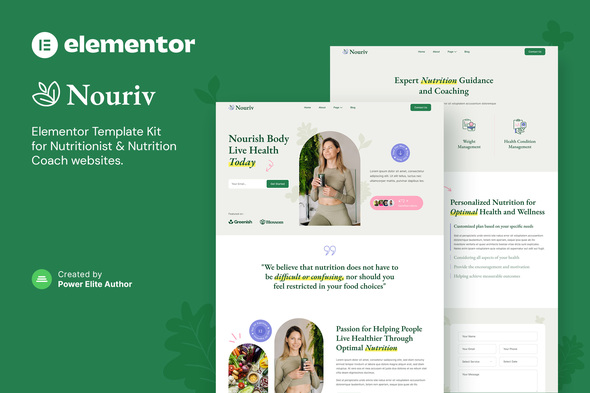Nouriv  Nutrition Coach & Nutritionist Elementor Template Kit