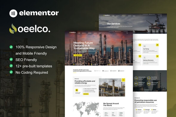 Oeelco - Oil Company & Industrial Elementor Pro Template Kit