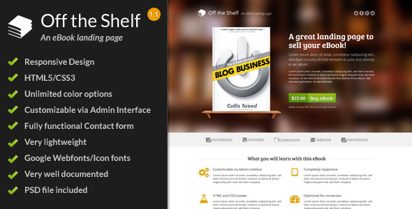 Off the Shelf 1.1.5 - Responsive E-Book Landing Page