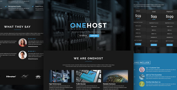 Onehost 1.3.9 - One Page WordPress Hosting Theme