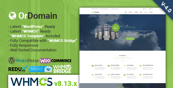 OrDomain 4.0 - Responsive WHMCS Hosting WordPress Theme
