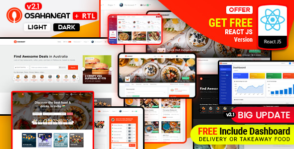 Osahan Eat 5.3.8 - Online Food Ordering Website HTML React Template