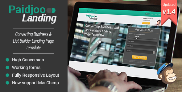 Paidjoo 1.4 - Business & List Builder Landing Page
