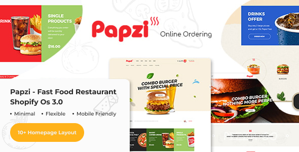 Papzi - Fast Food Restaurant Theme OS 3.0 (Theme Block)