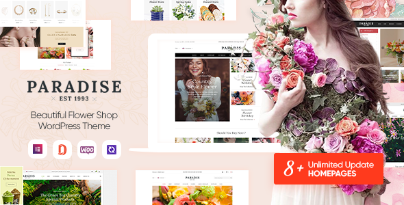 Paradise 1.5.28 - Flower Shop Elementor WooCommerce WordPress Theme (8 Homepages Ready)