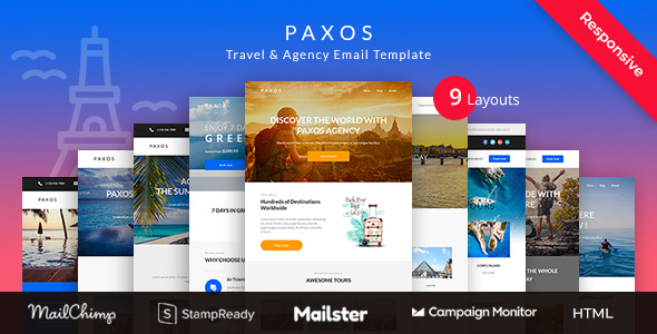 Paxos 1.1 - Responsive Travel Agency Email Newsletter Template Stampready Builder  Mailchimp  Mailster
