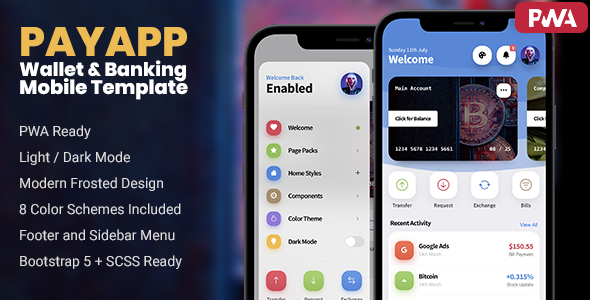PayApp 1.7.2 - Wallet & Banking PWA Mobile Template