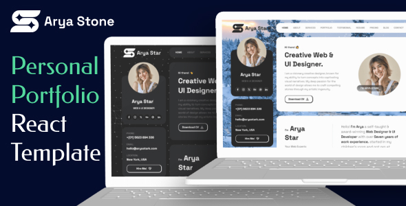 Personal Portfolio CV Resume React Template - Arya Stone