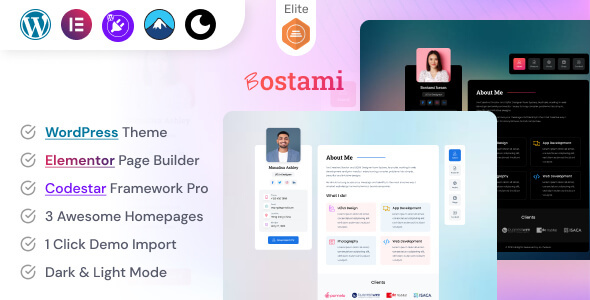 Personal Portfolio WordPress Theme  Bostami