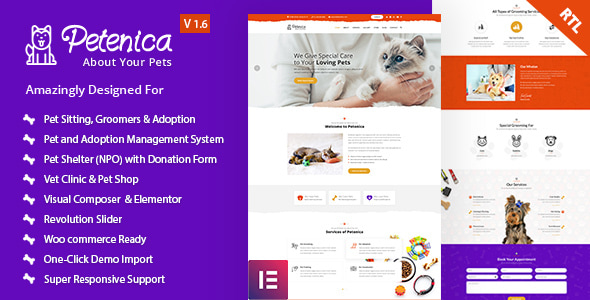 Petenica 1.7.4 - Pet Sitter and Adoption WordPress Theme