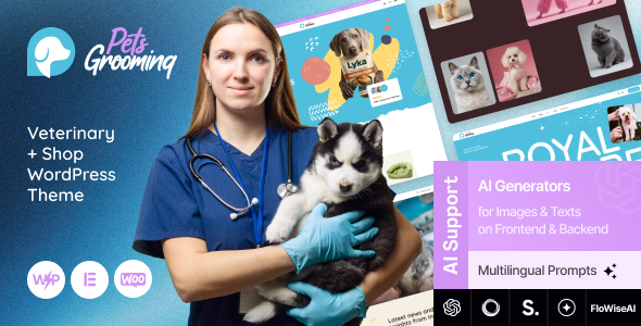 Pets Grooming 2.0 - Veterinary Shop Elementor WordPress Theme