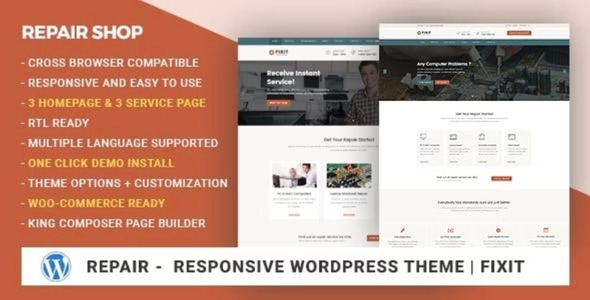 Phone Computer Repair Shop Responsive WordPress Theme - Fixit