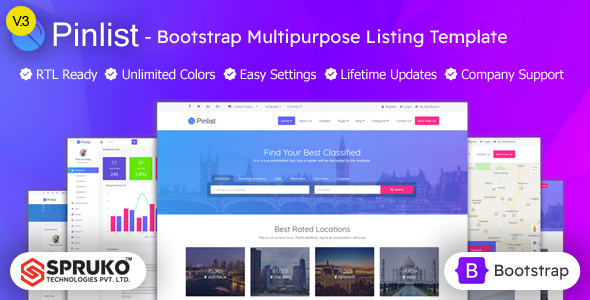 Pinlist - Directory Classifieds and Jobs Multipurpose Bootstrap5 HTML5 Listing Template