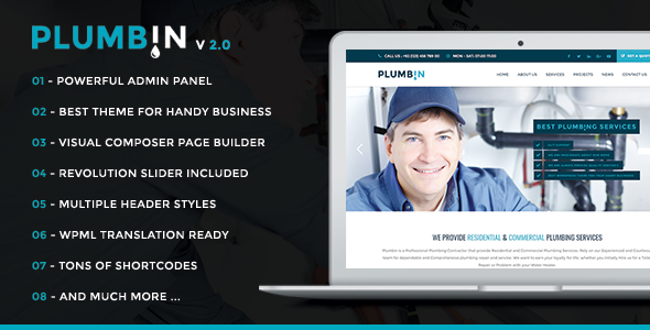 Plumbin 4.5 - Plumbing and Construction WordPress Theme