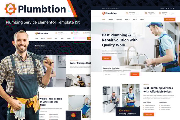 Plumbtion  Plumbing Services Elementor Template Kit