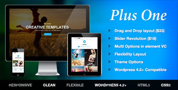 Plus 1.9.8 - One Page Marketing Portfolio WordPress Theme