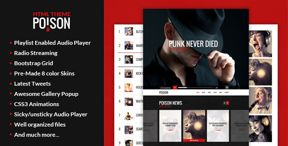 Poison 1.2.1 - Music HTML One Page Template