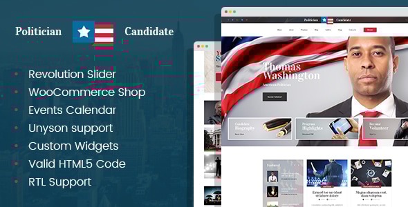 Politician 5.4.1 - political party candidate modern WordPress theme