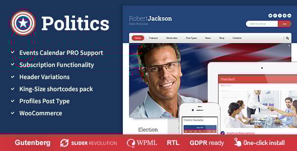 Politics 10.6.3 - Election Campaign Political WP Theme