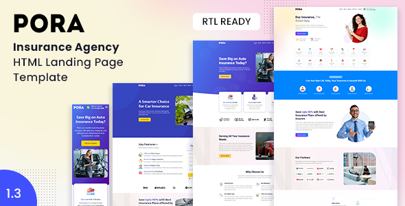 Pora 1.3 - Insurance Agency HTML Landing Page Template