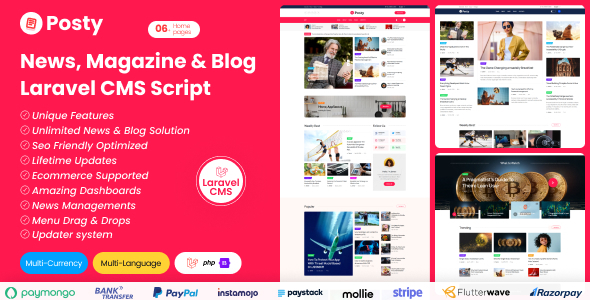 Posty  News Management System Laravel CMS