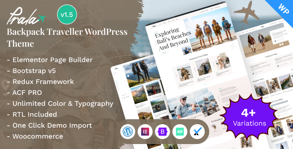 Prala 1.5 - Backpack Traveler Blog Elementor WordPress Theme