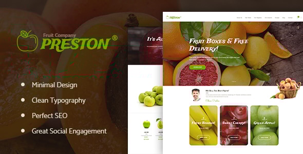 Preston 1.1.10 - Fruit Company & Organic Farming WordPress Theme