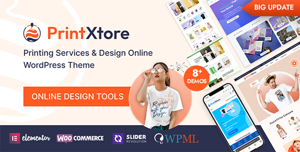PrintXtore 1.7.7 - Printing Services & Design Online WordPress WooCommerce Theme
