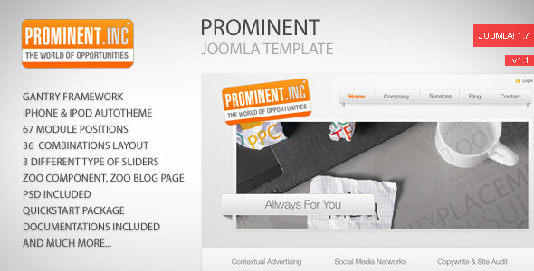 Prominent 25.10.11 - Joomla Template