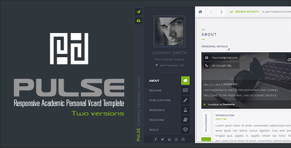 PULSE 1.1 - Personal  Academic Vcard Template