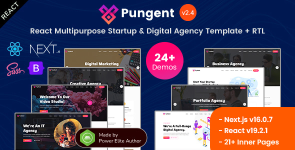 Pungent 2.4 - React Nextjs 16 Multipurpose Startup Agency Template