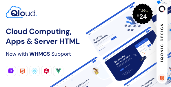 Qloud - Cloud Computing Apps & Server Template (HTML WHMCS Vue Angular)