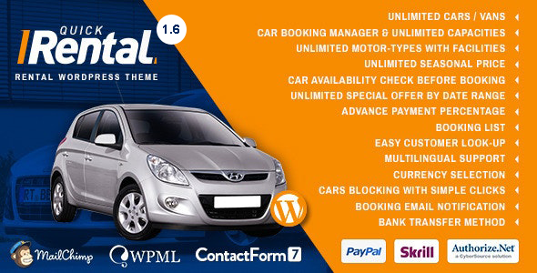 Quick Rental 1.1 - Vehicles Booking WordPress  Theme