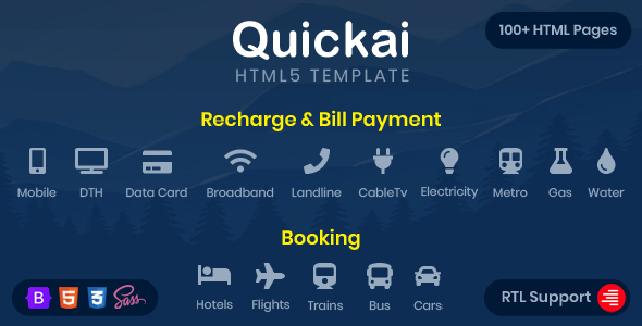 Quickai - Recharge & Bill Payment Booking HTML5 Template