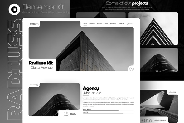 Radiuss - Digital Agency Elementor Pro Template Kit