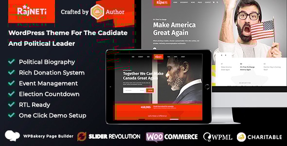 Rajneti 5.5 - Political WordPress Theme for Parties Candidates & Campaigns