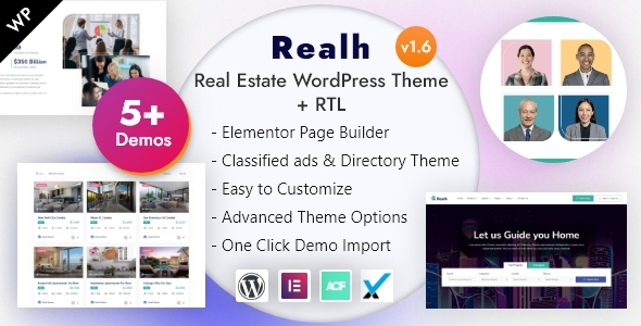 Realh 1.6 - Real Estate Housing & Property Listings Elementor WordPress Theme