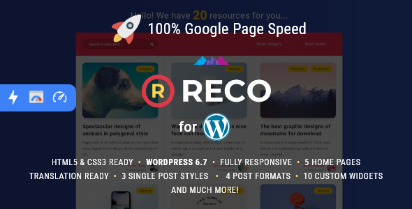 Reco 6.5.5 - Minimal Lightweight AMP Theme for Freebies