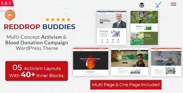 Reddrop Buddies  Multi-Concept Activism & Blood Donation Campaign WordPress Theme
